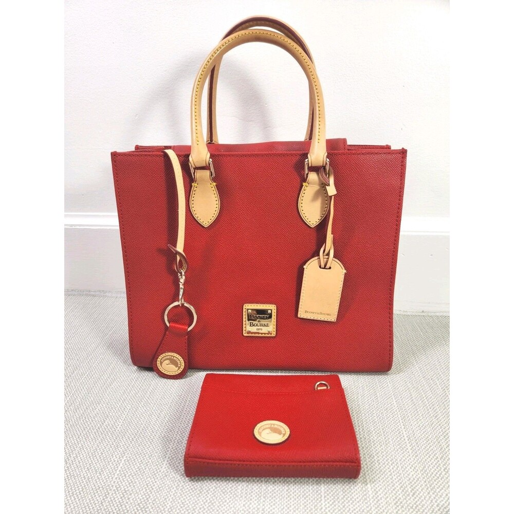 Dooney And Bourke Janine Satchel Red Saffiano Leather Wallet No Crossbody Strap